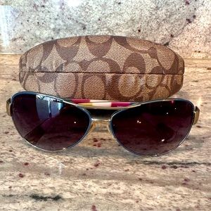 COACH Kristina gold aviator sunglasses